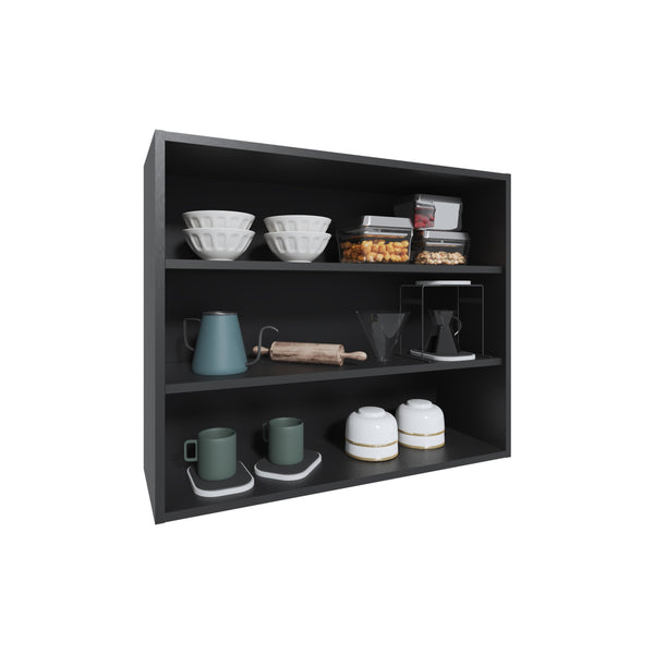 English Elm Wally 36" Wide 3-Tier Open Wall Cabinet with Spacious Shelves, Modern Multi-Room Storage Solution Black 26.6 L x 78 W x 9 H B200P253727
