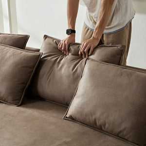 English Elm 128.74 Inch Modern Curved Sectional Sofa - 5-Seat Leathaire Couch For Stylish Living Rooms & Offices W2582S00140