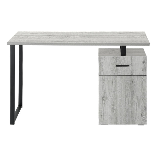 English Elm Computer Desk With Configurable Storage, Modern Grey Laminate & Black Metal, Ideal For Home Office B2710P219937