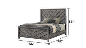 English Elm Denver 5-Piece Full Bedroom Set In Gray Wood - Modern Style With Ample Storage & Easy Assembly B009S02013
