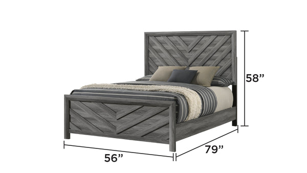 English Elm Denver Modern Full Bed In Durable Gray Wood - Stylish, Comfortable, And Perfect For Any Decor! B009S01460