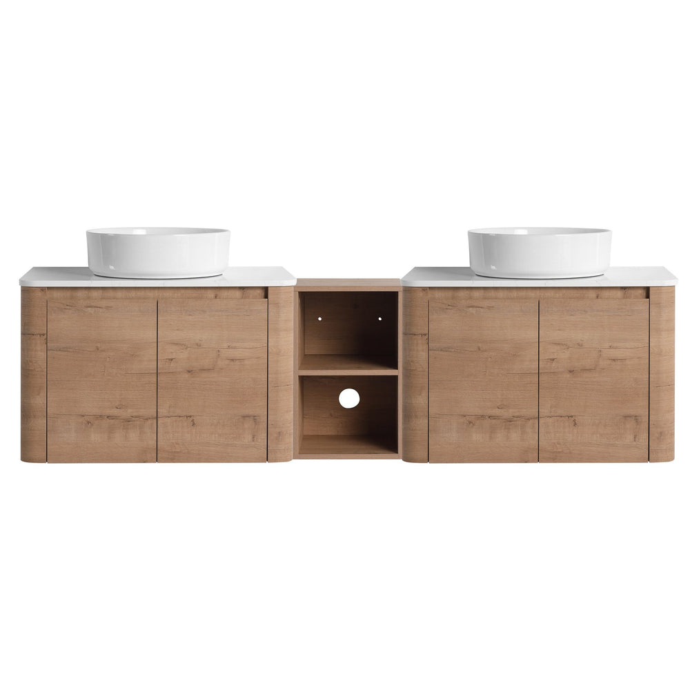 English Elm 72'' Wall-Mounted Bathroom Vanity With Ceramic Sink, Soft-Close Doors & Ample Storage Shelves W999S00416