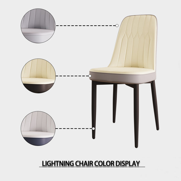 English Elm A Set of Four Mid-century Pu Leather Dining Chairs with Cushioned Seats Metal Legs W2189S00830