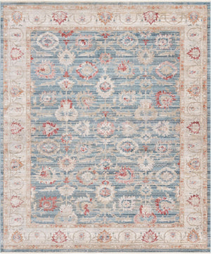 Unique Loom Noble Alexander Machine Made Floral Rug Blue, Ivory/Navy Blue/Olive/Gray/Gold 9' 0" x 11' 3"