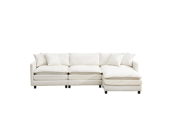 English Elm 108-inch Modular Chenille Sectional Sofa Deep Seated L Shape for Open Plan Living White W2795S00044