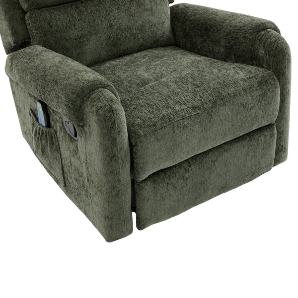 English Elm Manual Recliner Swivel Rocker Massage Chair Chenille Nursery and Living Room Seat Green N763P347287F