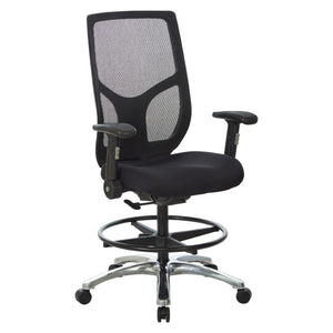 OSP Home Furnishings Drafting Chair with Progrid Mesh Back Ergonomic Lumbar and Pneumatic Height Adjustment 99583FDC-30
