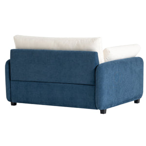 English Elm 50*43" Oversized Chenille Armchair Deep Lounge Seat Modern Minimalist Living Room Chair Blue+Cream N723S5042C