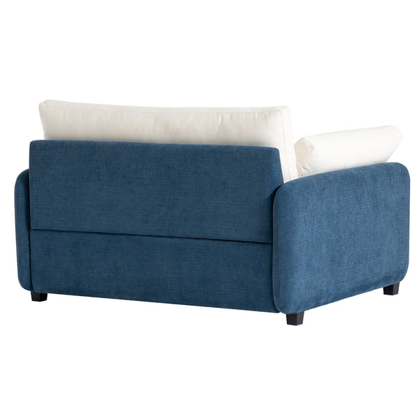 English Elm 50*43" Oversized Chenille Armchair Deep Lounge Seat Modern Minimalist Living Room Chair Blue+Cream N723S5042C