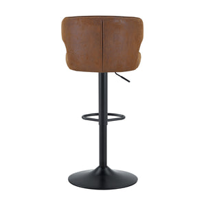 English Elm Modern Oil-wax Upholstered Swivel Barstools with Ergonomic High Back for Kitchen Islands W2920P419851