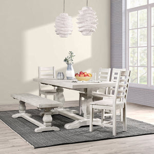 English Elm Caleb 78" Dining Table in Distressed Ivory Antique White - Handcrafted Solid Pine, Rustic Farmhouse Charm B2723S00002