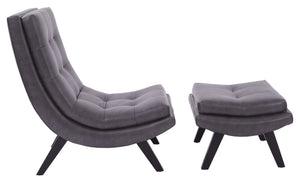 OSP Home Furnishings Tustin Lounge Chair and Ottoman Set Pewter