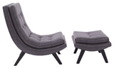 OSP Home Furnishings Tustin Lounge Chair and Ottoman Set Pewter