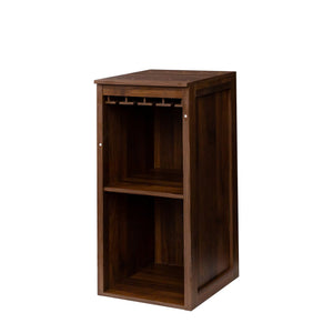 English Elm Brown walnut modular wine bar cabinet with hutch and shelves for dining room storage display W331P282805