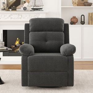 English Elm Small Rocker Swivel Recliner Chair with 360° Swivel, 30° Rocking & Adjustable Recline for Comfort Dark Gray T3623P379695