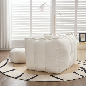 English Elm Soft Bean Bag Chair With High-Resilience Foam Chips & Footstool – Ideal For Gaming, Reading, Relaxing W1996P309477-GIGA