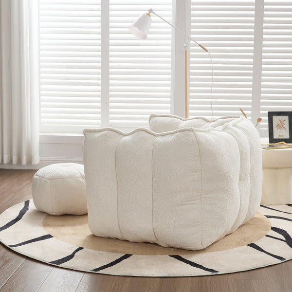 English Elm Soft Bean Bag Chair With High-Resilience Foam Chips & Footstool – Ideal For Gaming, Reading, Relaxing W1996P309477-GIGA