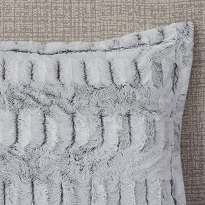 English Elm Twin/Twin Gia Reversible Back Print Long Fur Comforter Mini Set - Grey Faux Mink, Hypoallergenic Luxury B03597193