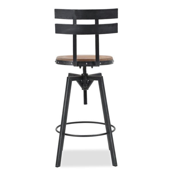 English Elm Christopher Knight Home® - SWIVEL Industrial Barstool Black Metal Frame with Natural Wood Seat, Adjustable Swivel Comfort 67371.00