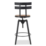 Christopher Knight Home® - Noble House - Jutte Modern Industrial Firwood Adjustable Height Swivel Barstools, Antique And Black Brushed Silver - Set Of 2