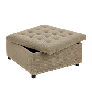 English Elm Storage Ottoman Tufted Nailhead Trim Lift Top Footstool for Living Room or Bedroom Camel W5568P447106