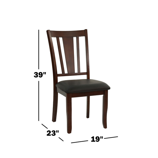 English Elm Charlton Espresso Slat Back Dining Side Chairs Set of 2 — Rubberwood Frame, Black Faux Leather Seats, Easy-Clean Comfort SR011285