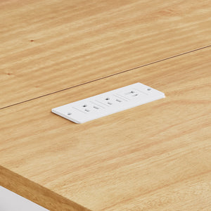 English Elm K&K 56-Inch Kitchen Island Cart with Embossed Vertical Stripe, Drop Leaf, Charging Station, Storage White N707P266184W