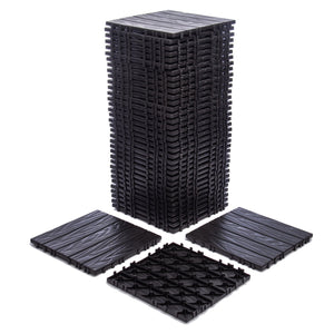English Elm 68-pack Interlocking Plastic Deck Tiles Wood Grain Waterproof Outdoor Patio Floor Set W1578P454036