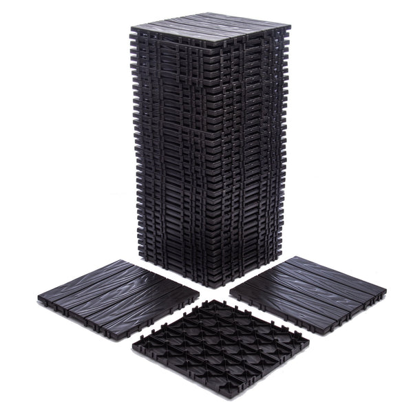 English Elm 68-pack Interlocking Plastic Deck Tiles Wood Grain Waterproof Outdoor Patio Floor Set W1578P454036