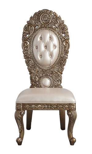 English Elm Ivory and Gold Side Chair With Tufted Back (Set Of 2)