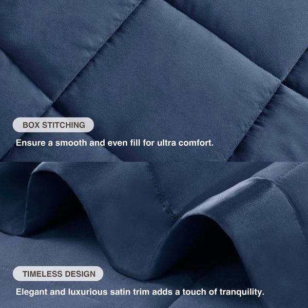 JLA Home Madison Park - Lightweight Cozy Down Alternative Blanket with Satin Trim, Moisture-Wicking, Hypoallergenic Comfort Navy MP51-6699