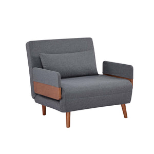 English Elm TRIO Modern convertible sleeper sofa bed with breathable linen, 3-level recline, silent hinges, space-saving Grey W3391P325007