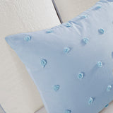 Urban Habitat Brooklyn Shabby Chic Cotton Jacquard Comforter Set with Euro Shams and Throw Pillows UH10-2154 Blue