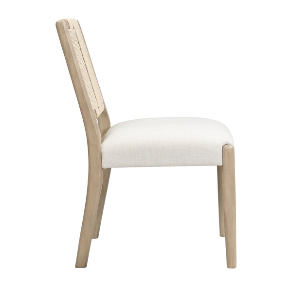 English Elm Christopher Knight Home® - Upholstered dining chair with woven rope backrest set of 2 - elegant curved weave, sturdy rubberwood frame and easy assembly Beige,Natural Ash N771P361494A