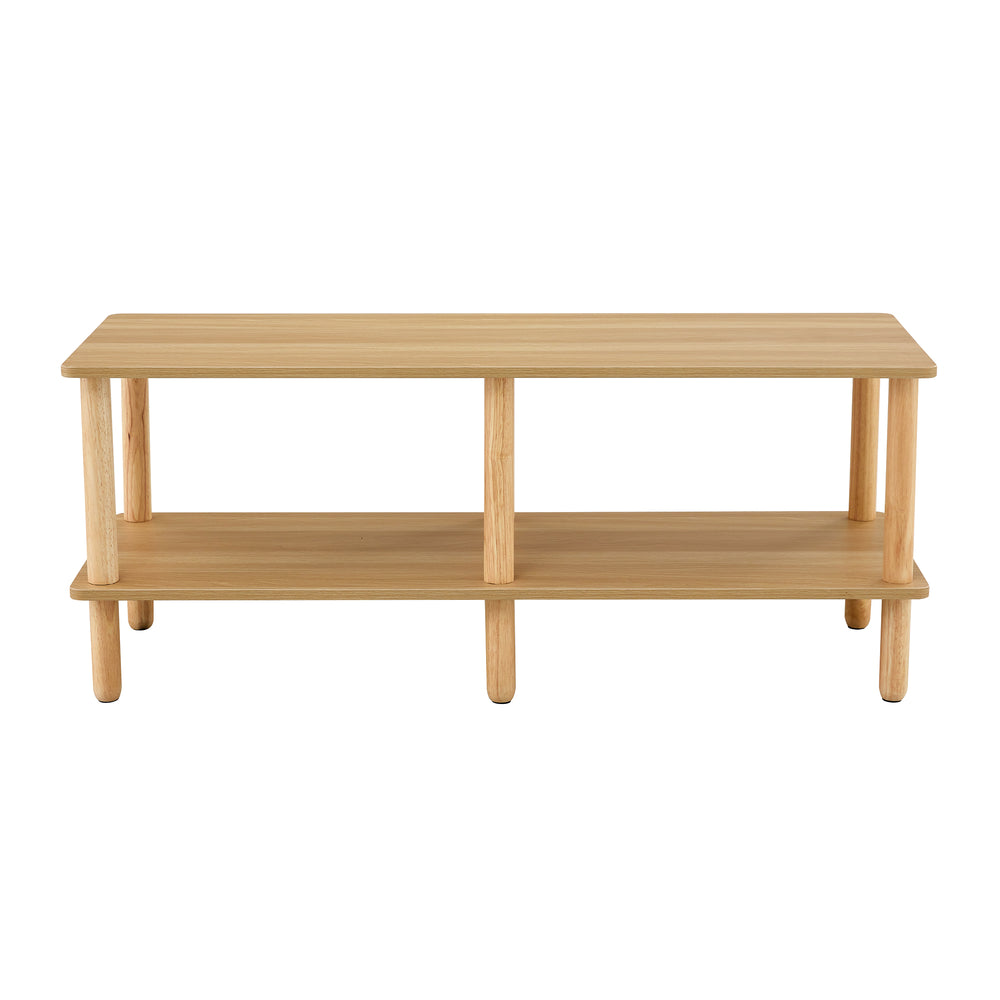 English Elm Modern 2-Tier Tv Stand With Open Storage Shelf, Elegant Design, Durable Rubberwood Legs, Easy Assemble W2984P228504