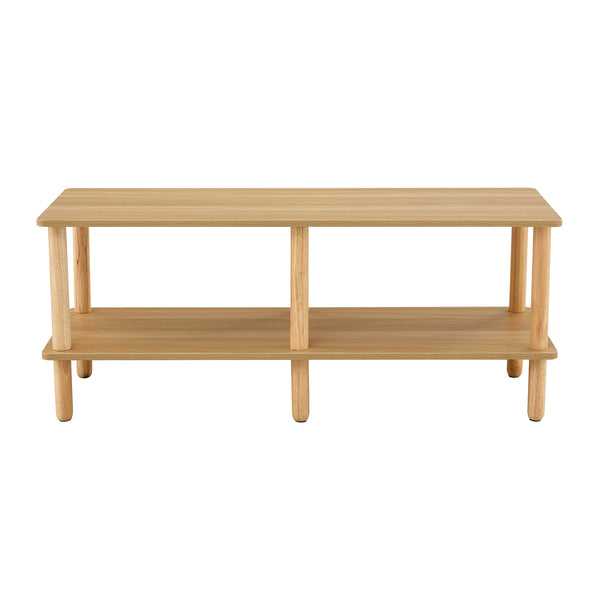 English Elm Modern 2-Tier Tv Stand With Open Storage Shelf, Elegant Design, Durable Rubberwood Legs, Easy Assemble W2984P228504