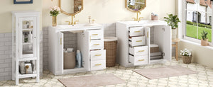 English Elm 72'' Modern Bathroom Vanity Set With Ceramic Sink, Solid Wood Frame, Soft-Close Drawers & Doors N710SS00013K