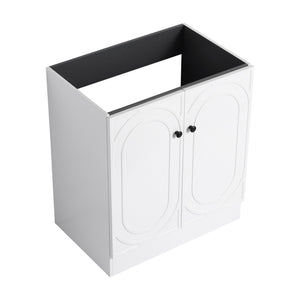 English Elm 30" Modern Freestanding Bathroom Vanity with Integrated Basin, Adjustable Shelf & 3 Metal Handles White W999P241065