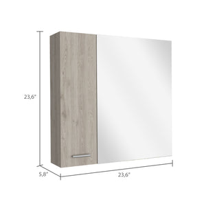 English Elm Kenya Medicine Cabinet with Mirror and Double Doors, 4 Interior Shelves for Organized Storage LIGHT GREY 28 L x 22 W x 5 H B128P148727