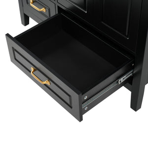 English Elm Christopher Knight Home® - 36" Freestanding Bathroom Vanity with Resin Sink, Soft-Close Doors & Drawers, Gold Alloy Handles, Spacious Storage and Easy Plumbing Access Black N759P292552B