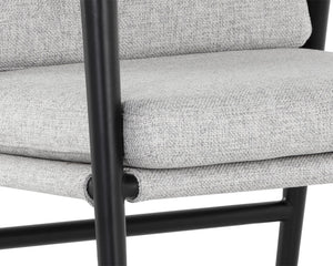 Sunpan Meadow Dining Armchair - Timeless Design with Moisture-Repellent Fabric and Sturdy Oak Armrests Vault Fog