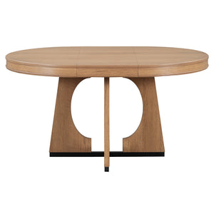 English Elm Trexm Extendable Round Dining Set Oak Veneer Sculptural Base Seats Four to Six Natural ST000131AAD-2026