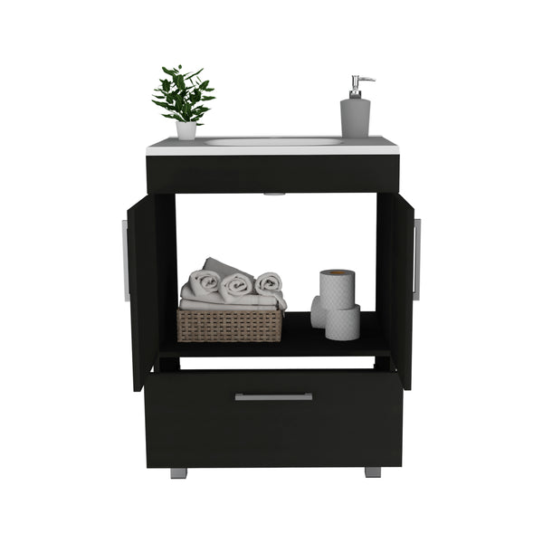 English Elm Othello Single Bathroom Vanity with Four Leg Base Double Door Cabinet Storage B128S00217