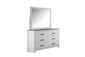 English Elm Modern Six Drawer Dresser Two Tone White Body Sleek Black Bar Handles Bedroom Storage B011P447494