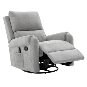 English Elm Manual Recliner Swivel Rocker Massage Chair Chenille Nursery and Living Room Seat Grey N763P347287E