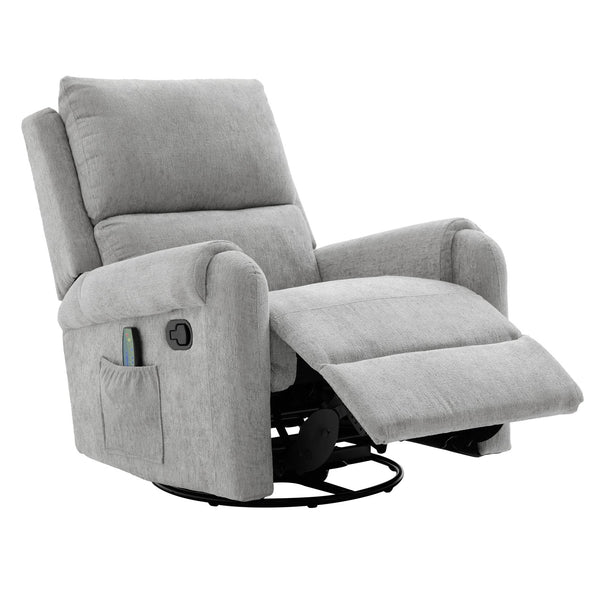 English Elm Manual Recliner Swivel Rocker Massage Chair Chenille Nursery and Living Room Seat Grey N763P347287E