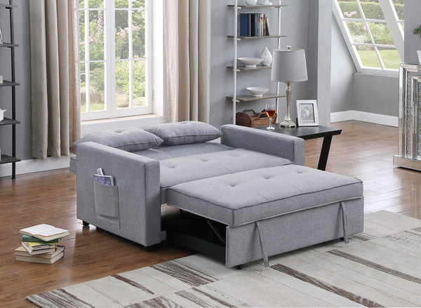 English Elm Zaira Linen Convertible Sleeper Loveseat with Side Pocket for Small Spaces Light Gray B2749S00011