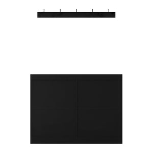 English Elm Living Room Sideboard Storage Cabinet Black with 6 Drawers, RGB Light Strip, Sturdy MDF Design W1321P288794