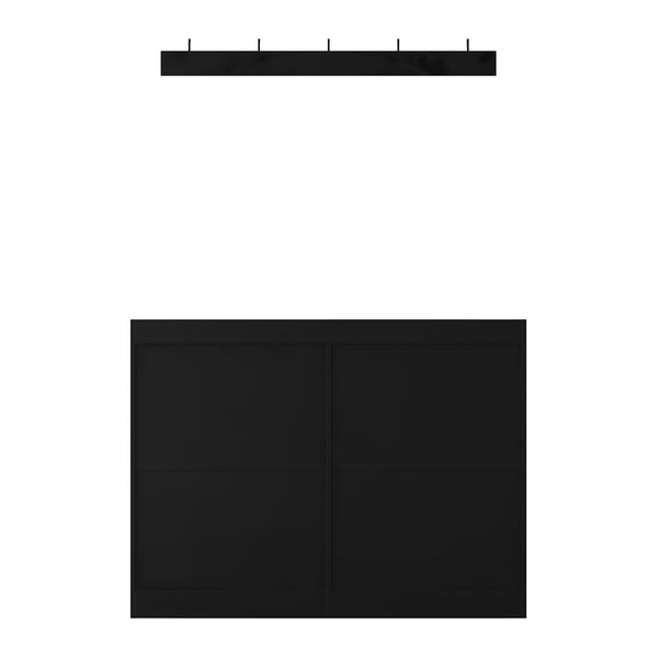 English Elm Living Room Sideboard Storage Cabinet Black with 6 Drawers, RGB Light Strip, Sturdy MDF Design W1321P288794