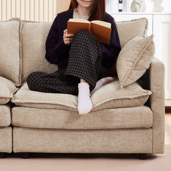 English Elm Modular Sectional Sofa - 102" L-Shaped Couch With Movable Ottoman For Ultimate Comfort & Style W1359S00027